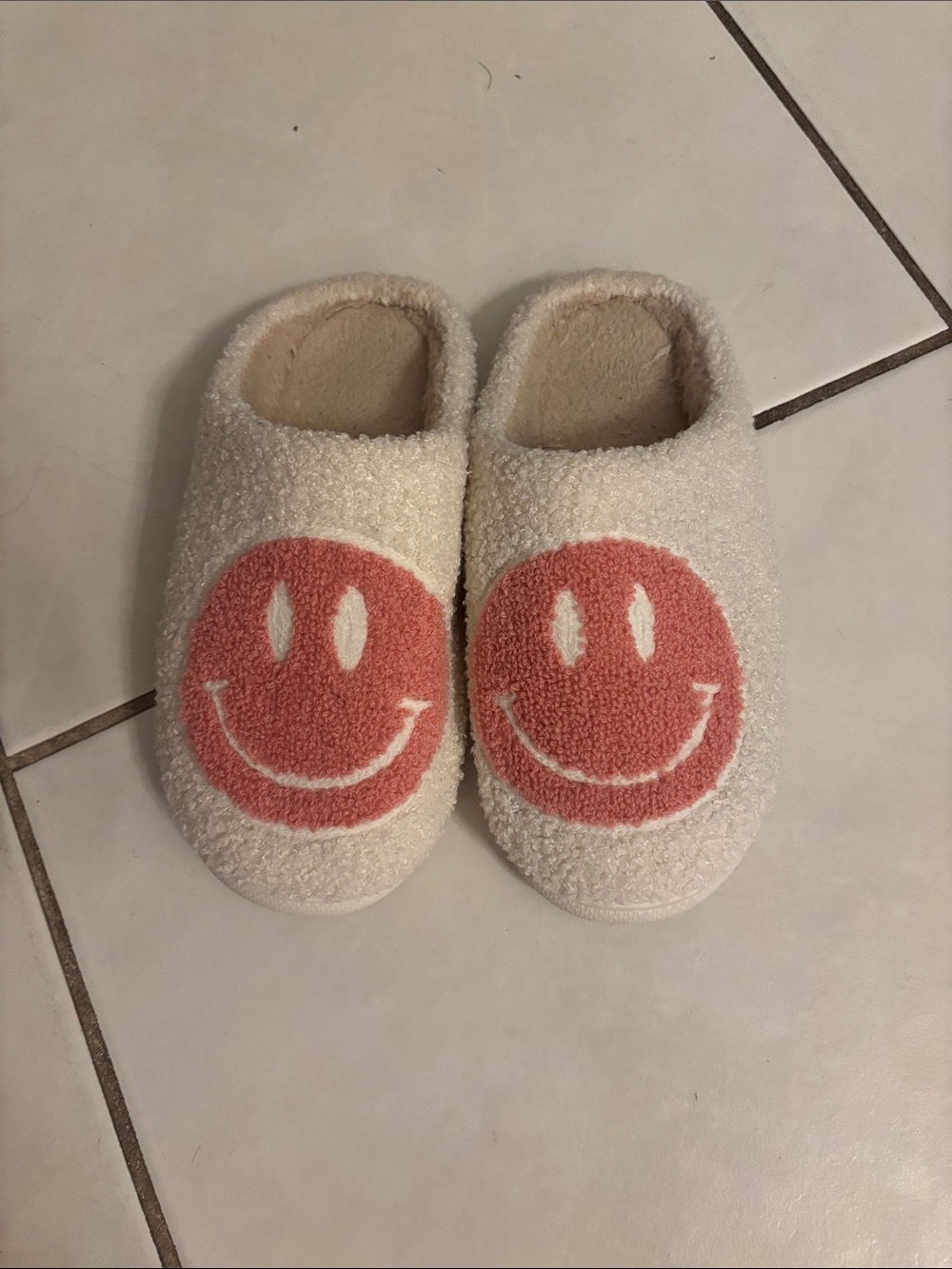 Cozy Slippers with Pink Smiley Faces